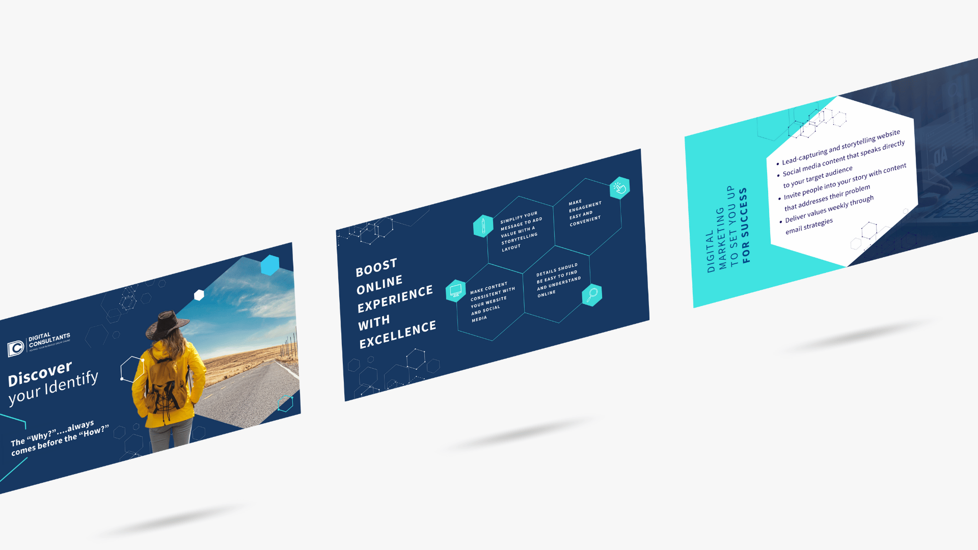 Digital Consultants presentation design — Discover Your Identity and digital marketing slides