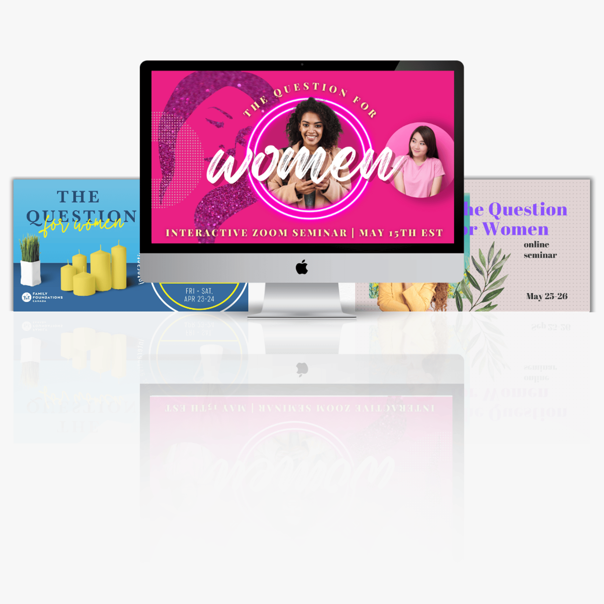 The Question for Women seminar — bold magenta and glitter