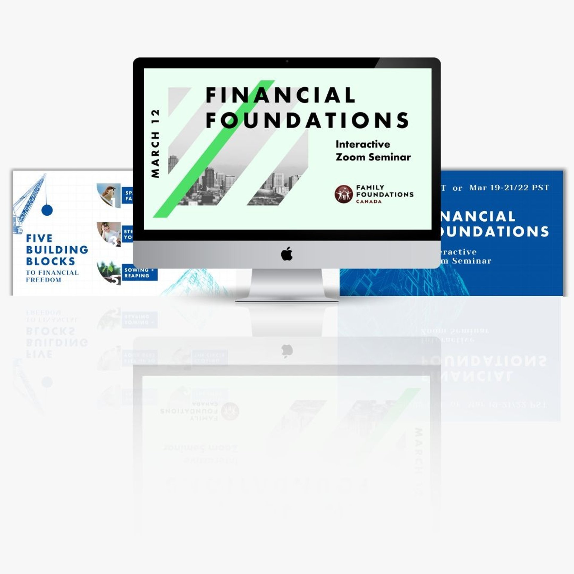 Financial Foundations seminar — clean green architectural identity