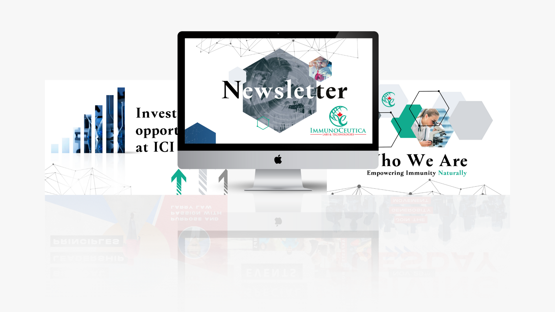 ImmunoCeutica newsletter and email design on desktop