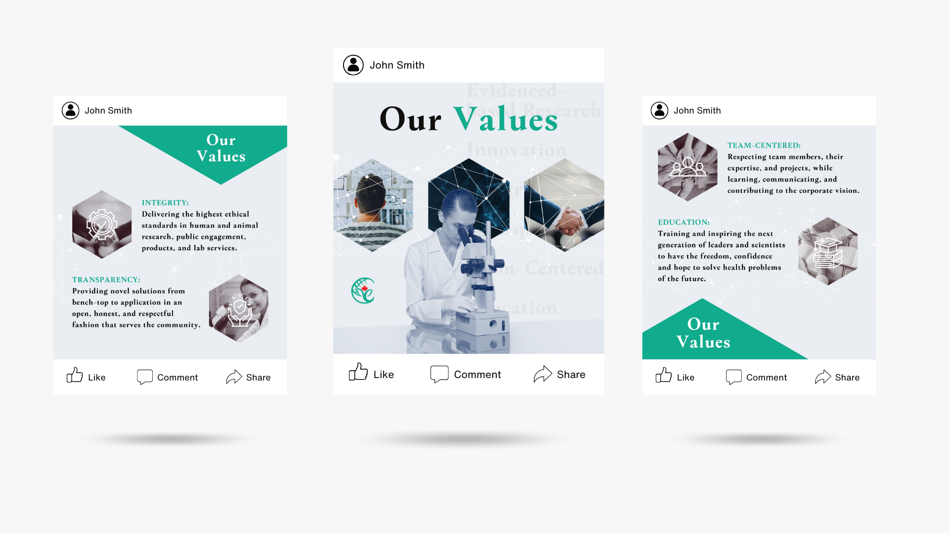 Our Values social posts for ImmunoCeutica