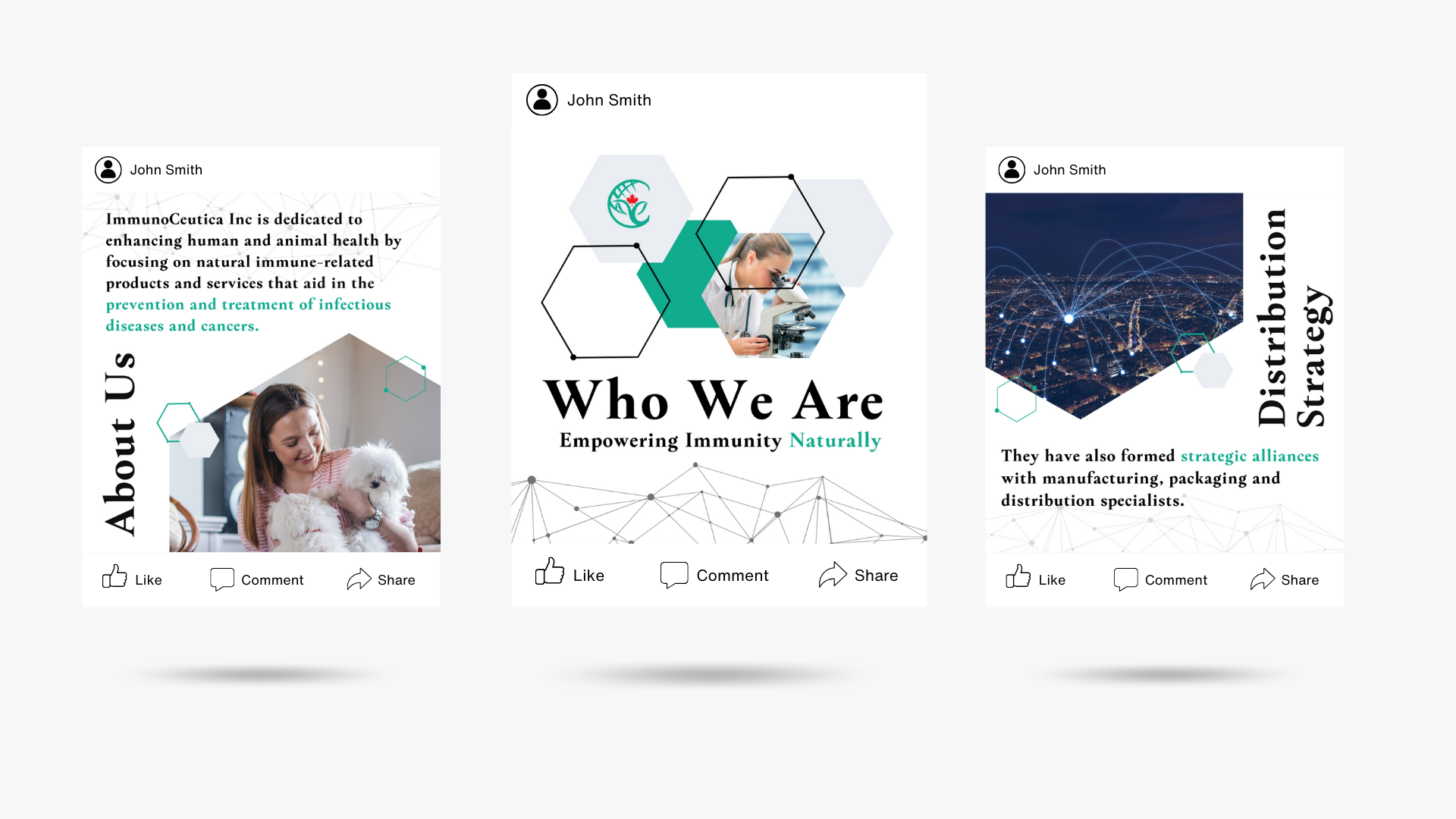 About Us and Who We Are social posts for ImmunoCeutica