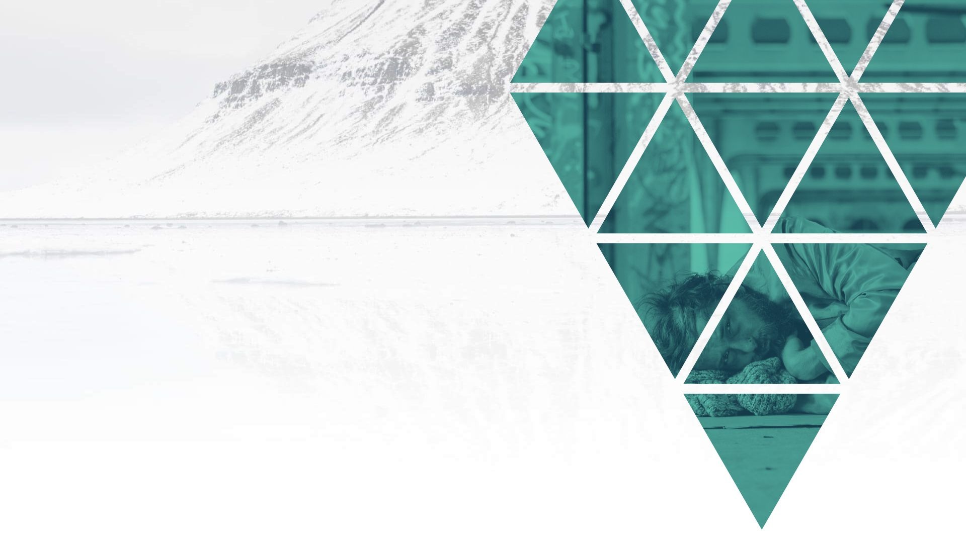 The Mustard Seed — branded campaign hero with geometric triangles and mountain backdrop
