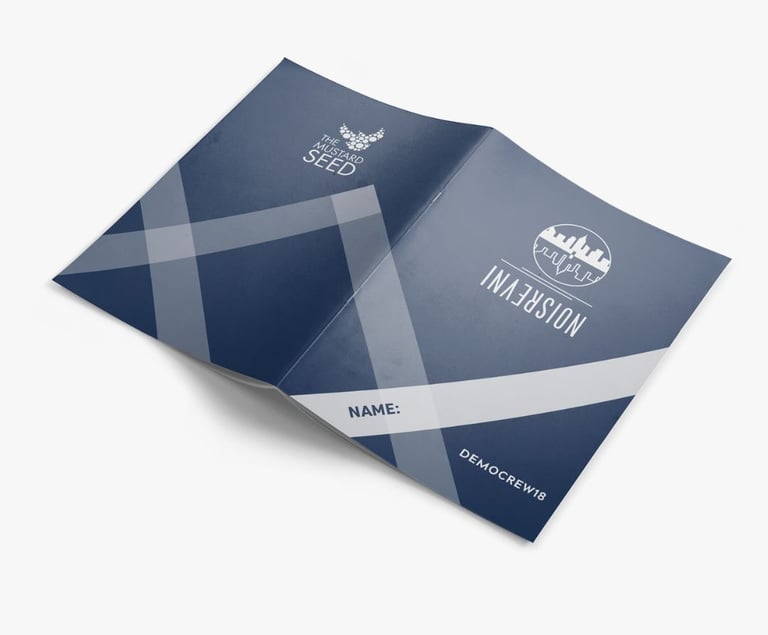 Democrew 2018 'Inversion' handbook — navy geometric design